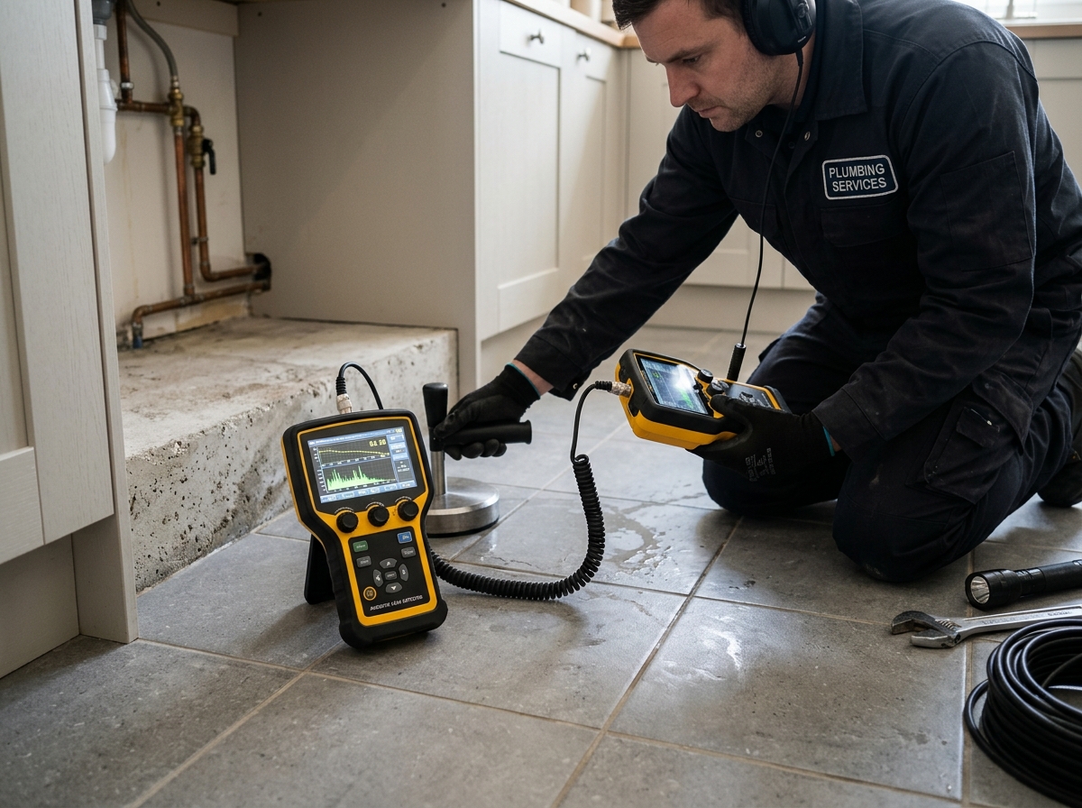 Acoustic electronic slab leak detection in Pensacola